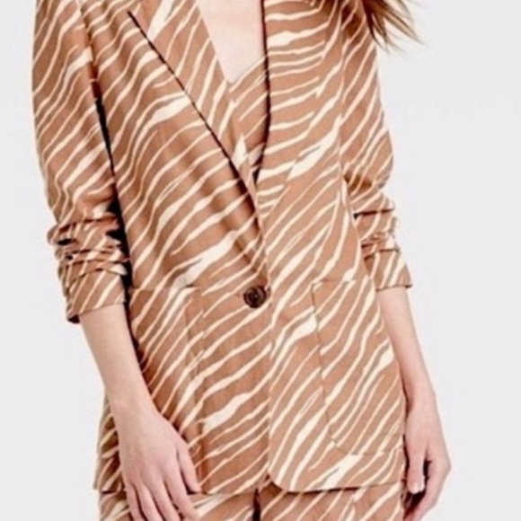 A New Day Sz Med Blazer Brown & White Zebra Print - Picture 11 of 11